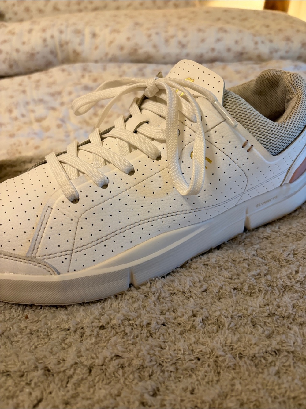 On Running Women's White Sneakers with Blush Heel Accent - Picture 12 of 16